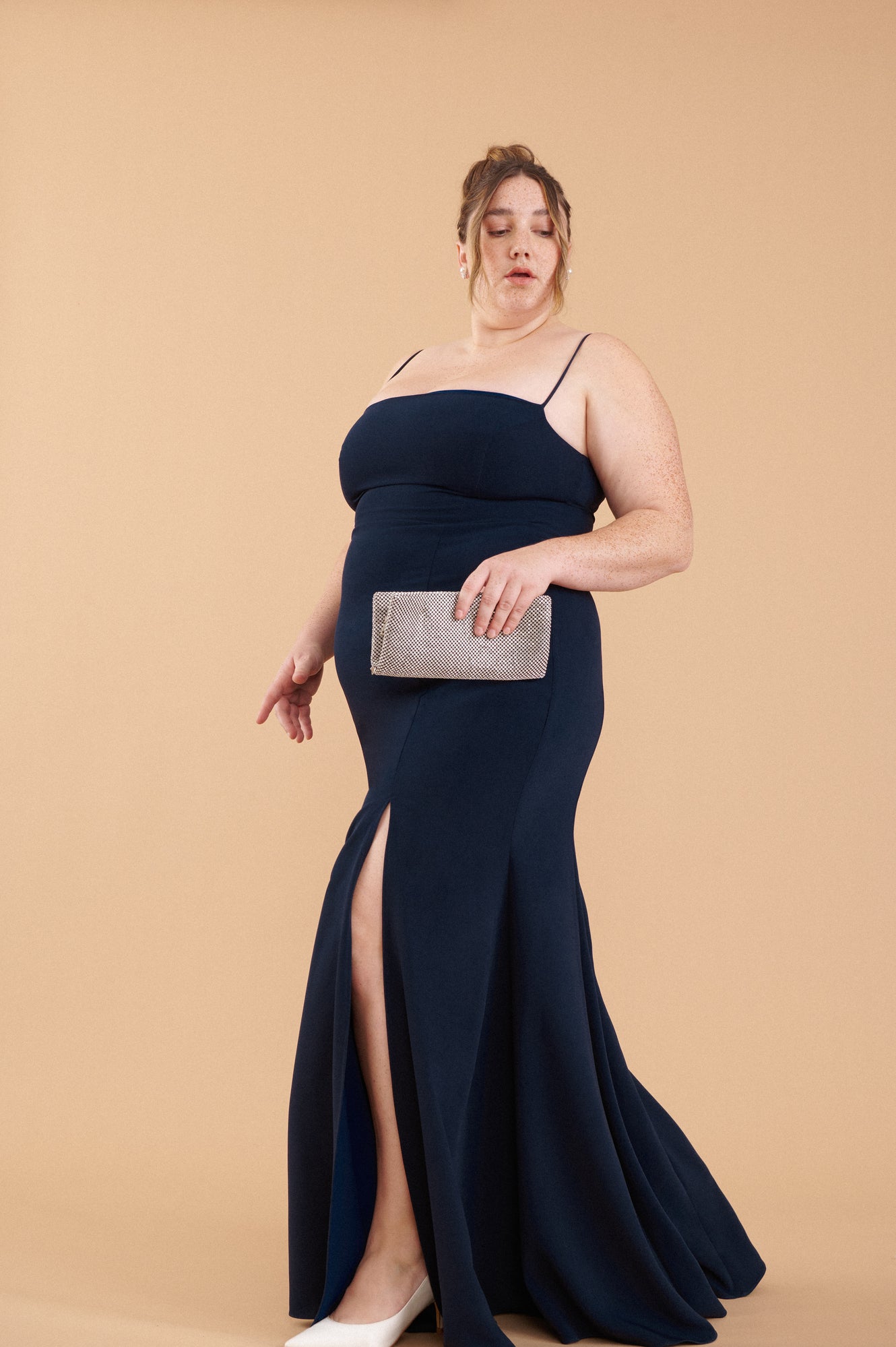 Navy blue dress for hot sale wedding guest plus size