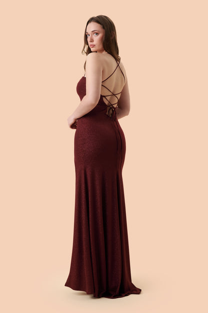 Mila Gown - Burgundy Sparkle