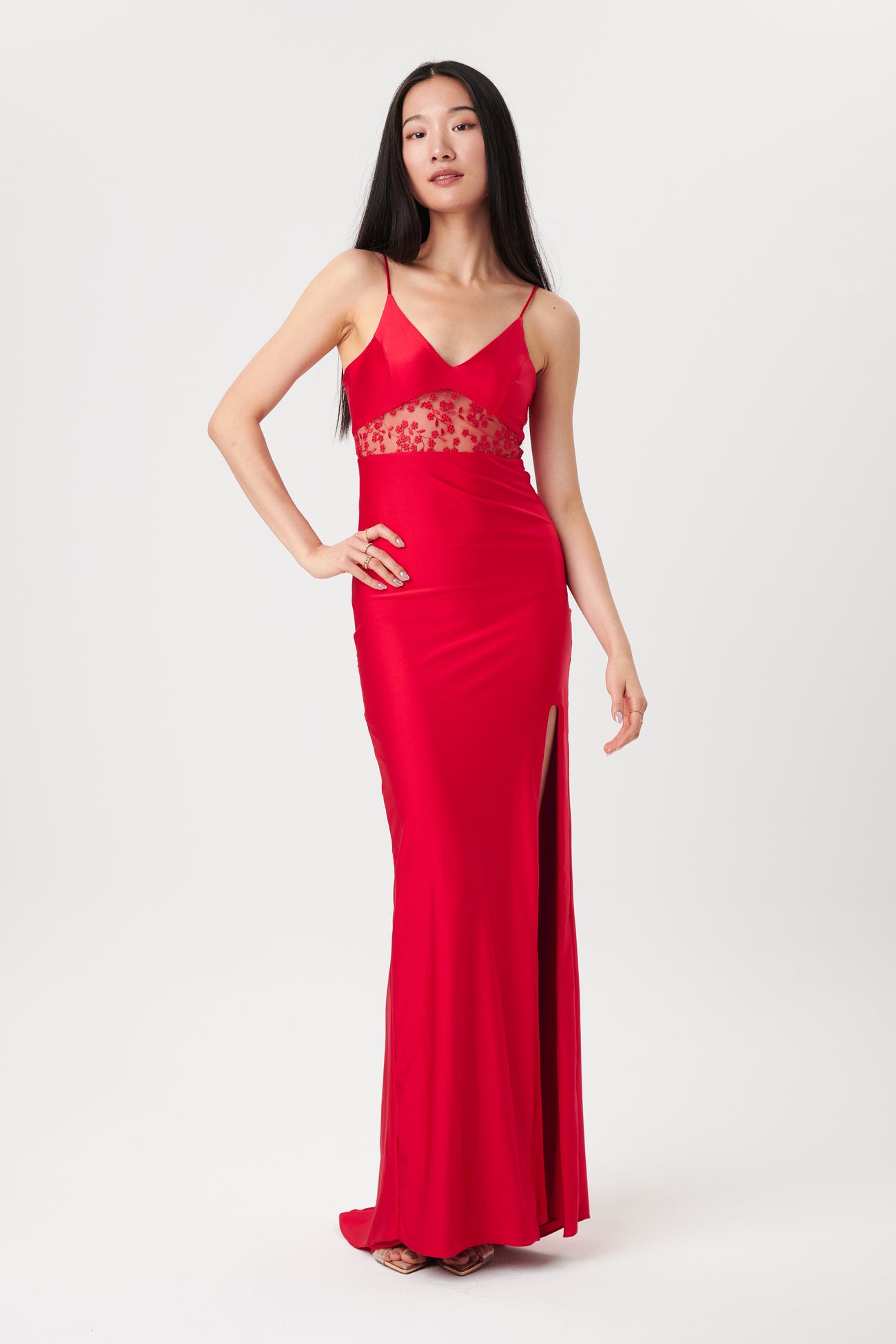 Angelina Gown - Red/Lace