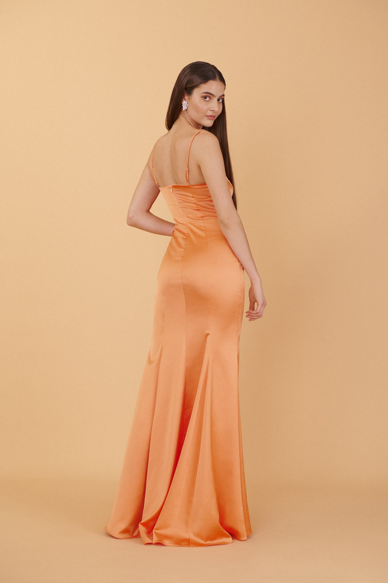 Naomi Gown - Tangerine Satin