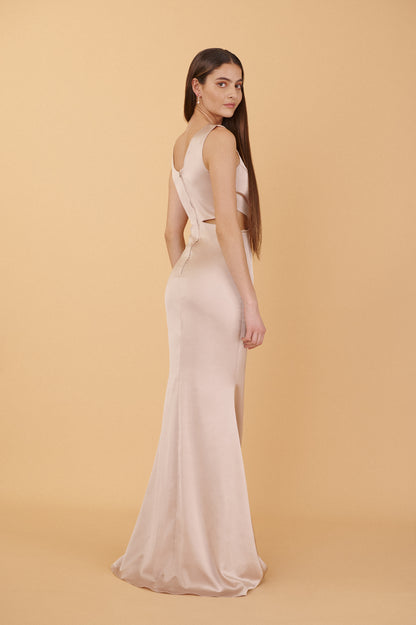 Power Gown - Nude Satin